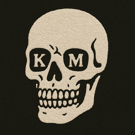 Original King Made skull with K and M in the eyes